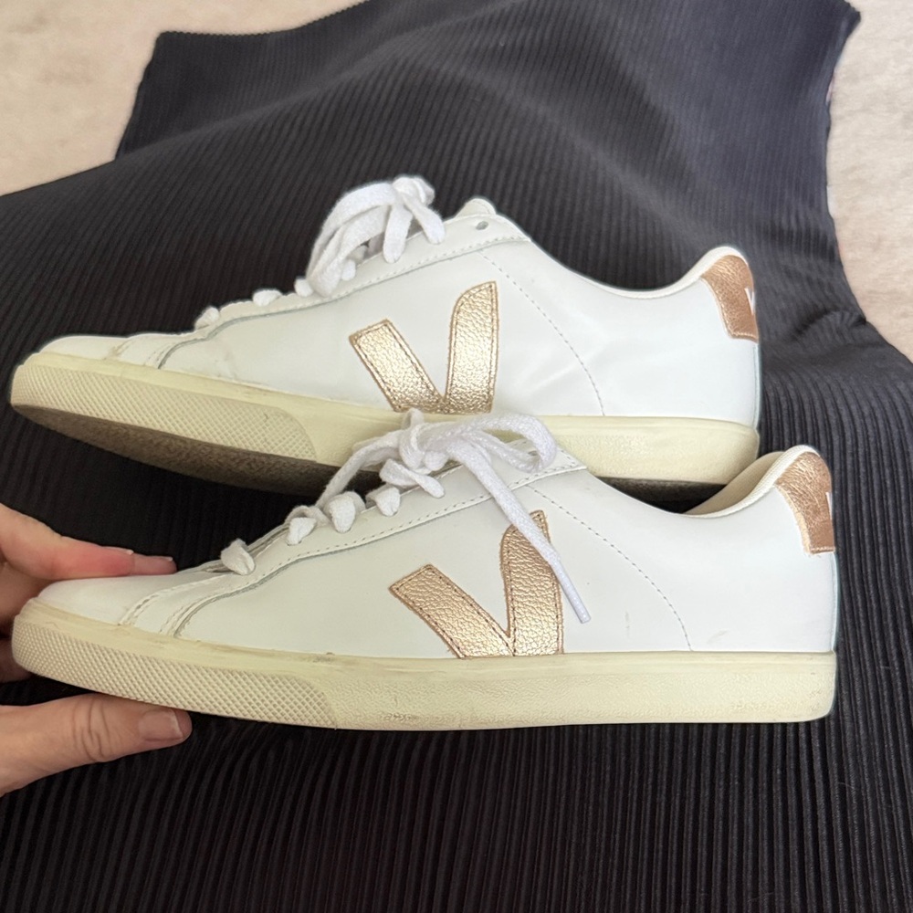 Veja Esplar Logo Leather Sneakers Extra White/ Platine 40 / 9 With Box - Picture 10 of 11